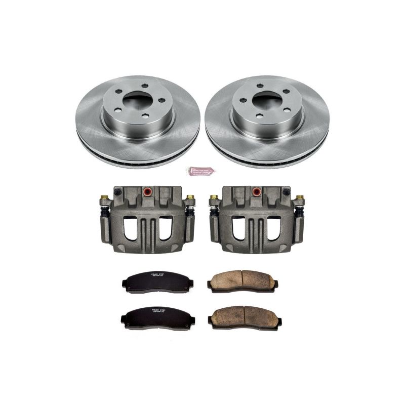 PowerStop OE front brake kit with calipers for 2003-2005 Ford Explorer Sport Trac, including rotors and brake components.