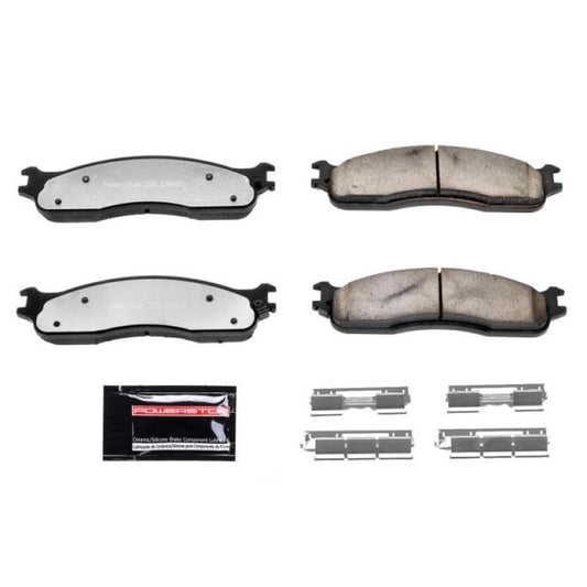 PowerStop Z36 performance front brake pads with hardware for Dodge Ram 1500 2006-2008, designed for truck and towing applications.