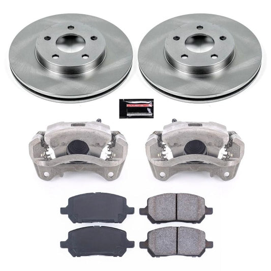 PowerStop OE front brake kit with calipers for 2007-2010 Pontiac G5, including brake rotors and pads.