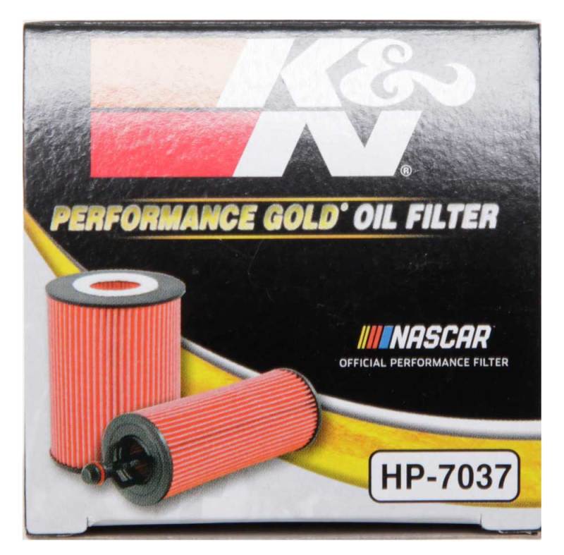 K&N Ford/Lincoln oil filter with 1.938-inch diameter and 5.5-inch height, designed for engine oil filtration.