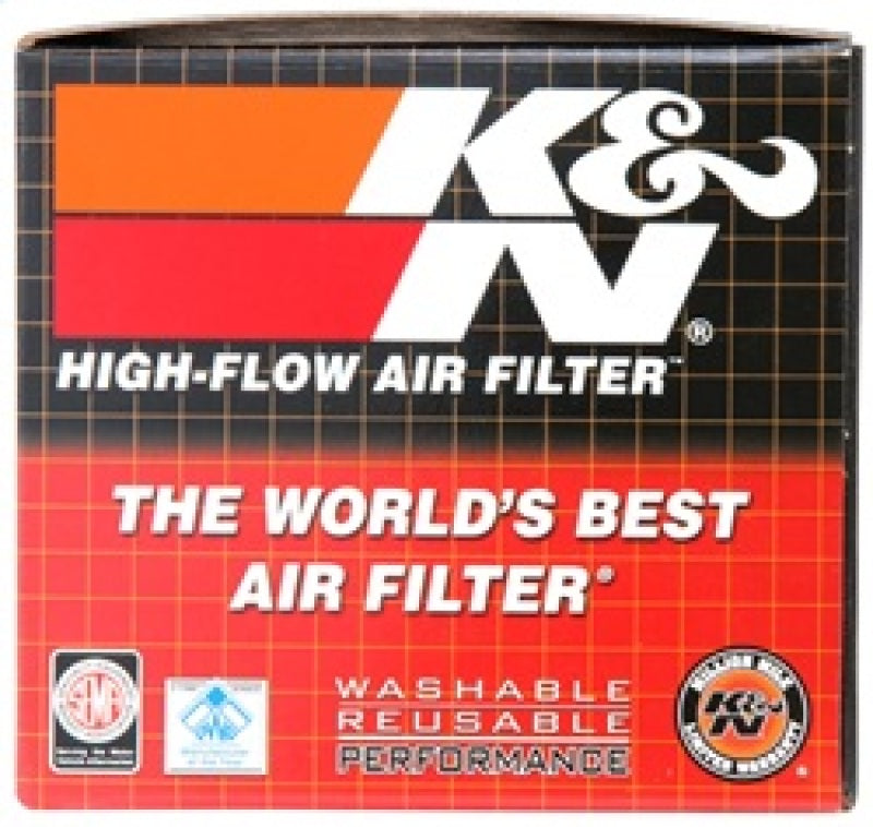 K&N universal rubber air filter with tapered round shape, 3-inch base diameter, 2-inch top diameter, and 3-inch height for vehicle airflow
