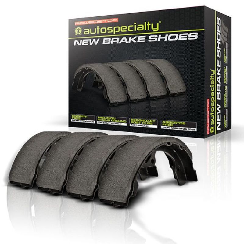 PowerStop rear brake shoes for 1985-1988 Chevrolet Nova, Autospecialty brake shoes shown in the image.