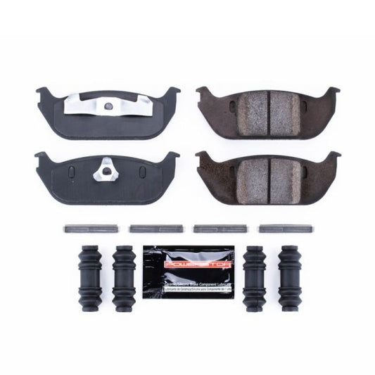 PowerStop Z23 Evolution Sport rear brake pads for Lincoln Aviator, performance brake pads with hardware installed.