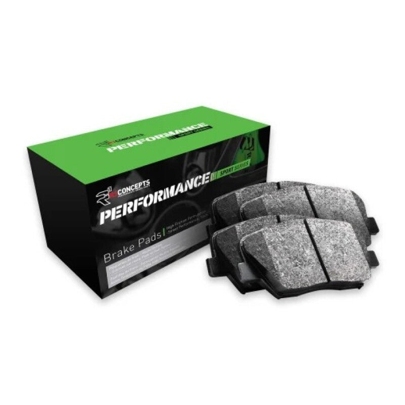 R1 Concepts Mazda 6 2006-2007 performance sport brake pads and hardware kit, showing brake pads, hardware components, and packaging.
