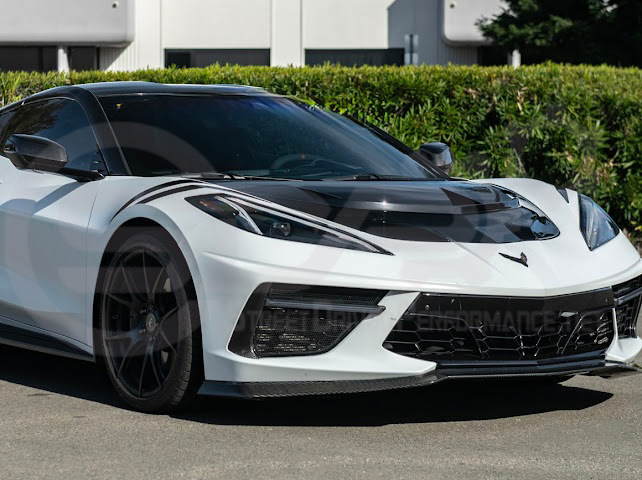 2020-PRESENT CHEVROLET CORVETTE C8 | ZR1 REPLICA STYLE CARBON FLASH FRONT VENTED HOOD