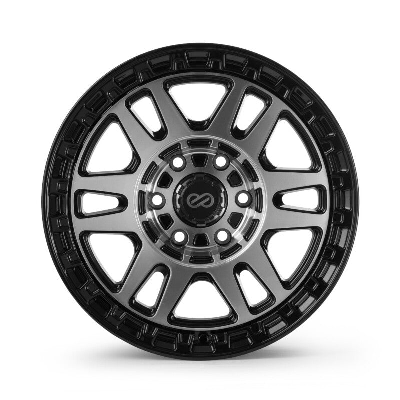 Enkei Trail-Tracker 17x8.5 matte black machined cast wheel with 6x139.7 bolt pattern and 106.1mm bore for off-road vehicles