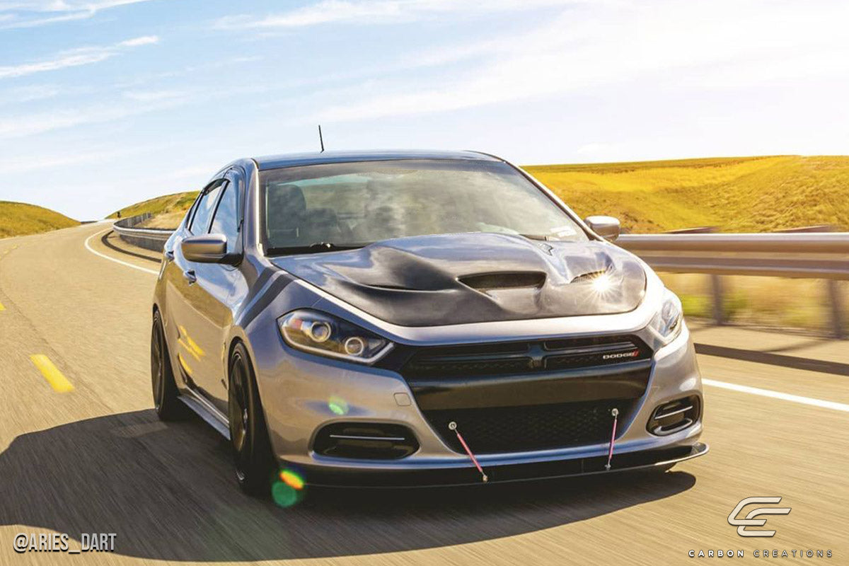 2013-2016 Dodge Dart Carbon Creations Hellcat Look Hood - 1 Piece