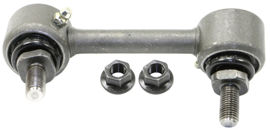 Moog rear left sway bar endlink kit for Toyota RAV4 2001-2005, showing metal linkage with bushings and mounting hardware.