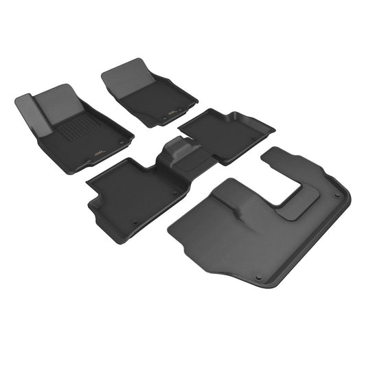 3D MAXpider rubber floor mats for 2022-2024 Jeep Grand Cherokee Wl, 7-seat Kagu black interior, with R1, R2, R3 layered design