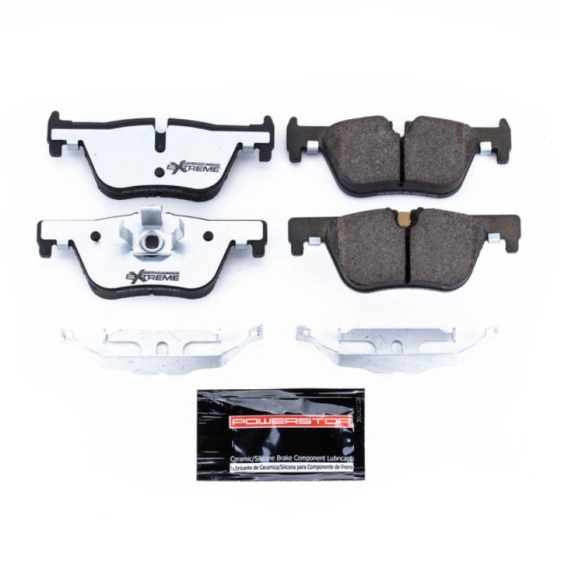 PowerStop rear Z26 performance brake pads for BMW 228i (2014-2016) with hardware, designed for extreme street braking.