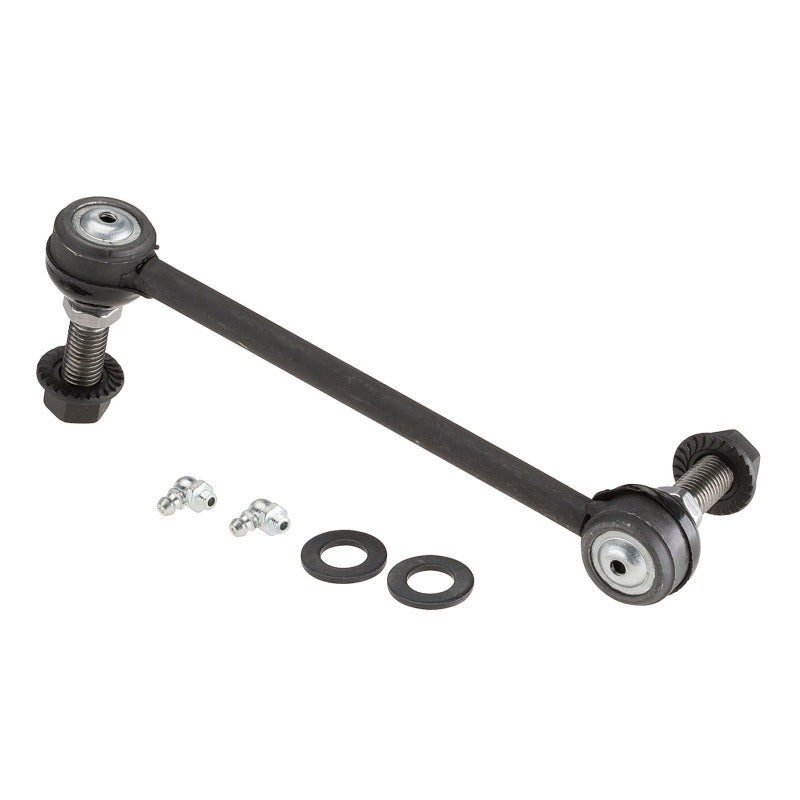Moog Chrysler 300 front right sway bar endlink kit with metal and rubber components for improved suspension stability.