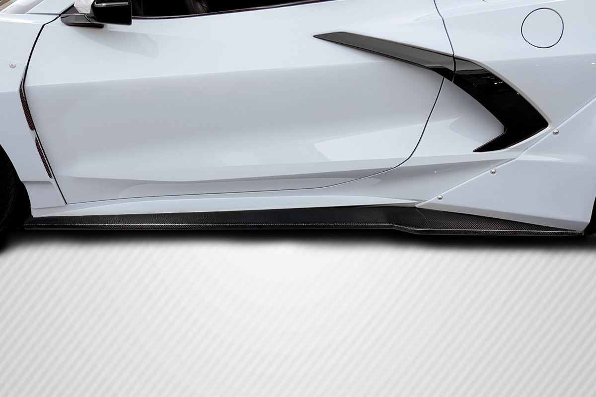 2020-2025 Chevrolet Corvette C8 Carbon Creations Gran Veloce Wide Body Side Skirt Rocker Panel Splitters - 2 Pieces