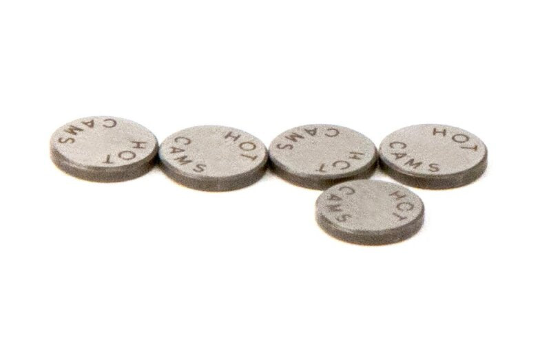 Hot Cams 14-16 YZ 250F valve shim kit with five 2.550mm thick shims, designed for motorcycle valve adjustments.