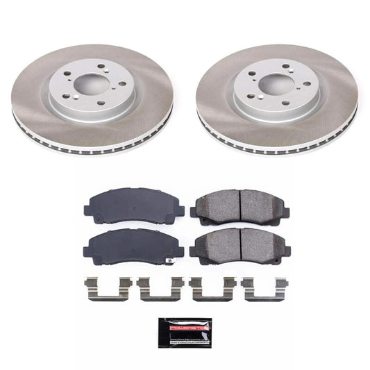 PowerStop semi-coated front brake rotor kit for 2009-2014 Acura TL, performance blank brake rotor set.
