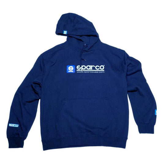 Sparco hooded sweatshirt in royal blue, featuring the Sparco logo on the front, casual fit, and comfortable fabric.