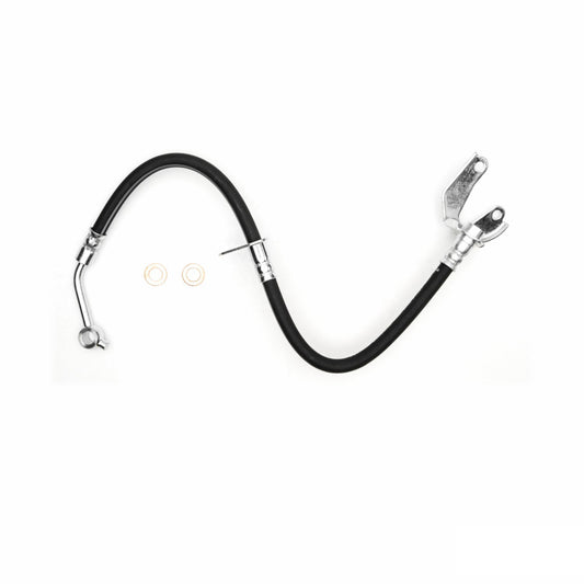 DFC Honda Insight front left brake hose from the brake line kit, showing the flexible rubber and metal fittings.