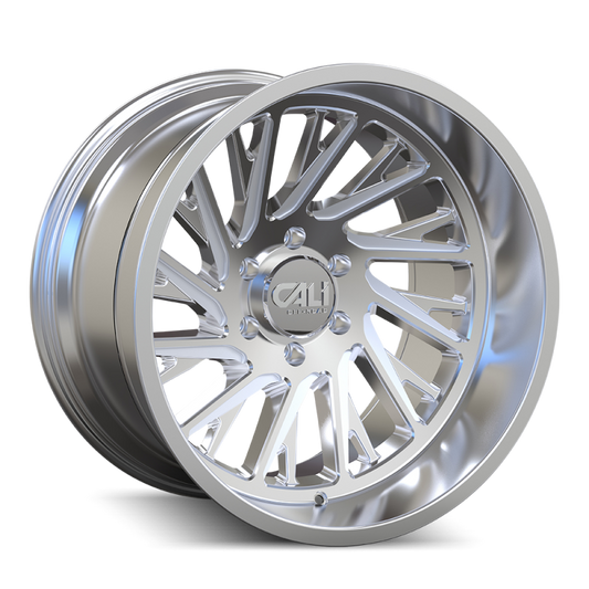 Cali Off-Road Purge 24x14 cast wheel with polished finish, 6x139.7 bolt pattern, -76mm offset, 106mm hub for off-road vehicles