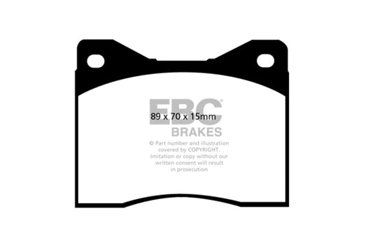 EBC Greenstuff front brake pads for 1996-2000 Acura Integra AC Ace 5.0 performance brake pads, shown in packaging.