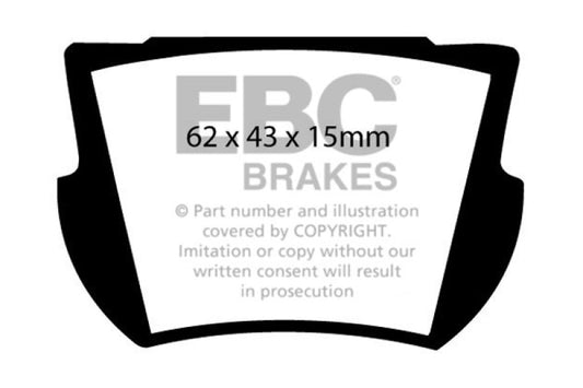 EBC Greenstuff rear brake pads for Lotus Elan 1.6 (1966-1974), performance brake pads with green friction material.