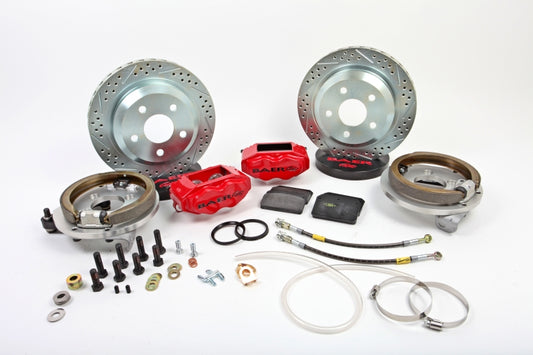 Baer Brakes 73-77 Buick Century rear SS4 brake kit with 12-inch rotors and Fire Red calipers for performance braking.