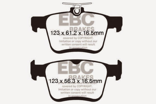 EBC Greenstuff rear brake pads for Audi A3 1.8 Turbo with electronic parking brake, high-performance brake pads.