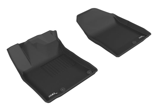 Black 3D MAXpider rubber floor mat for 2017-2019 Hyundai Ioniq and Kia Niro first row, with textured surface and raised edges.
