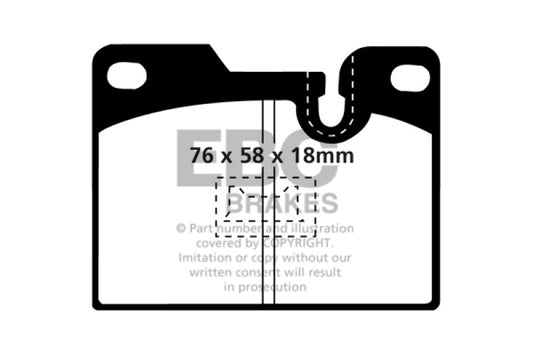 EBC Redstuff rear brake pads for Porsche 924 2.0 Turbo, high-performance brake pads with red friction material for enhanced stopping power.