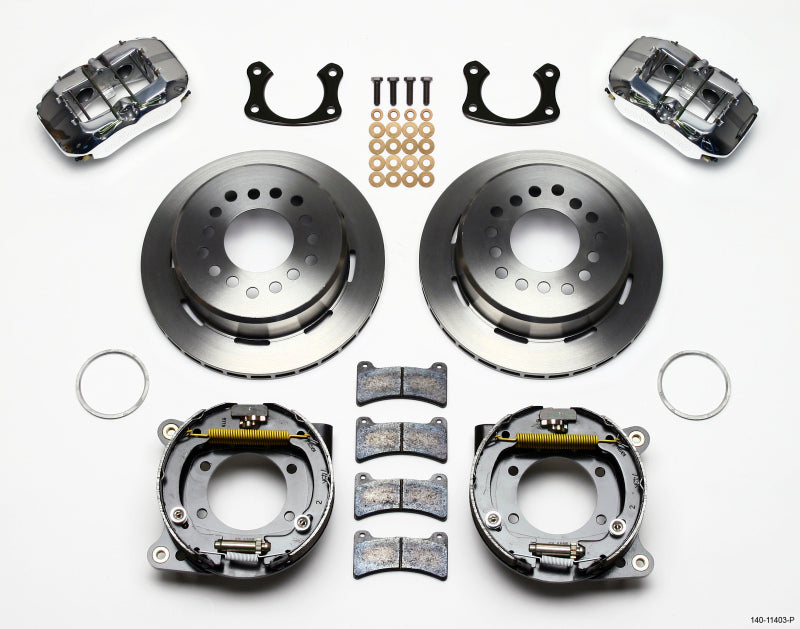 Wilwood Dynapro low-profile 11-inch P-brake kit with polished finish, designed for small Ford vehicles with 2.50-inch offset.