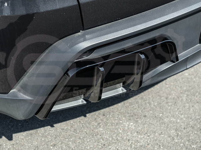 2025-Up Tesla Model Y | Fast Style Glossy Black Rear Bumper Finned Diffuser