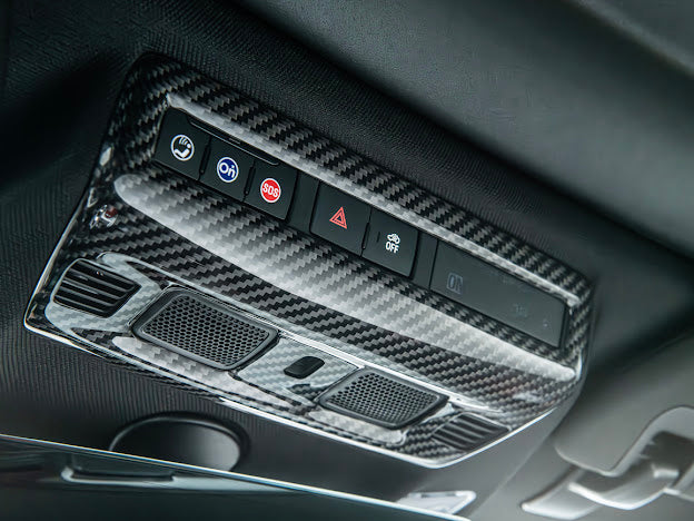 2020+ CHEVROLET CORVETTE C8 CARBON FIBER ROOF READING LIGHT CONTROL PANEL TRIM COVER