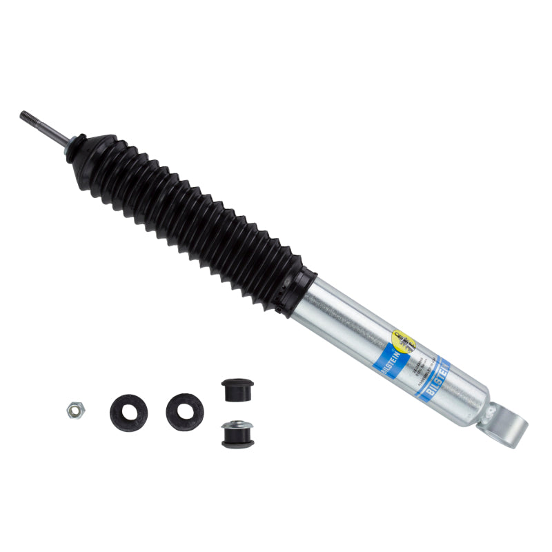 Bilstein 5100 Series rear 46mm monotube shock absorber for Toyota 4Runner 96-02, showing the shock mounted on the vehicle's suspension.
