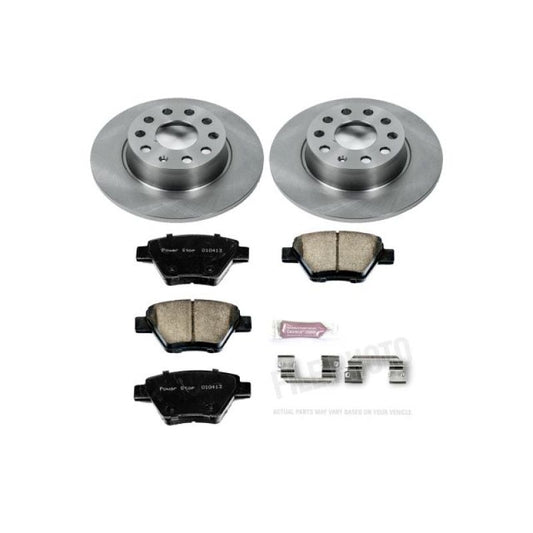 PowerStop OE rear brake kit for Audi A3 2010-2012, includes brake rotors and calipers for reliable stopping power.