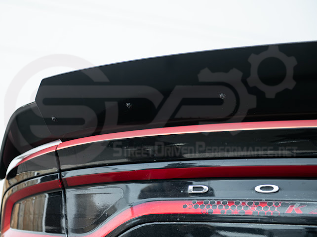 Dodge Charger SRT Hellcat Redeye style rear trunk wing spoiler in matte or gloss black, designed for 2015-2023 models.