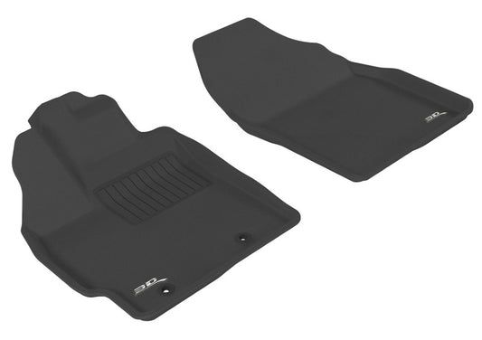 Black 3D MAXpider rubber floor mat for 2012-2017 Toyota Prius and Prius V first row interior, durable and custom-fit.