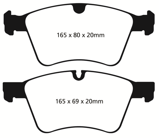 EBC Redstuff front brake pads for Mercedes-Benz GL320 3.0 TD, high-performance brake pads with 373mm rotors.
