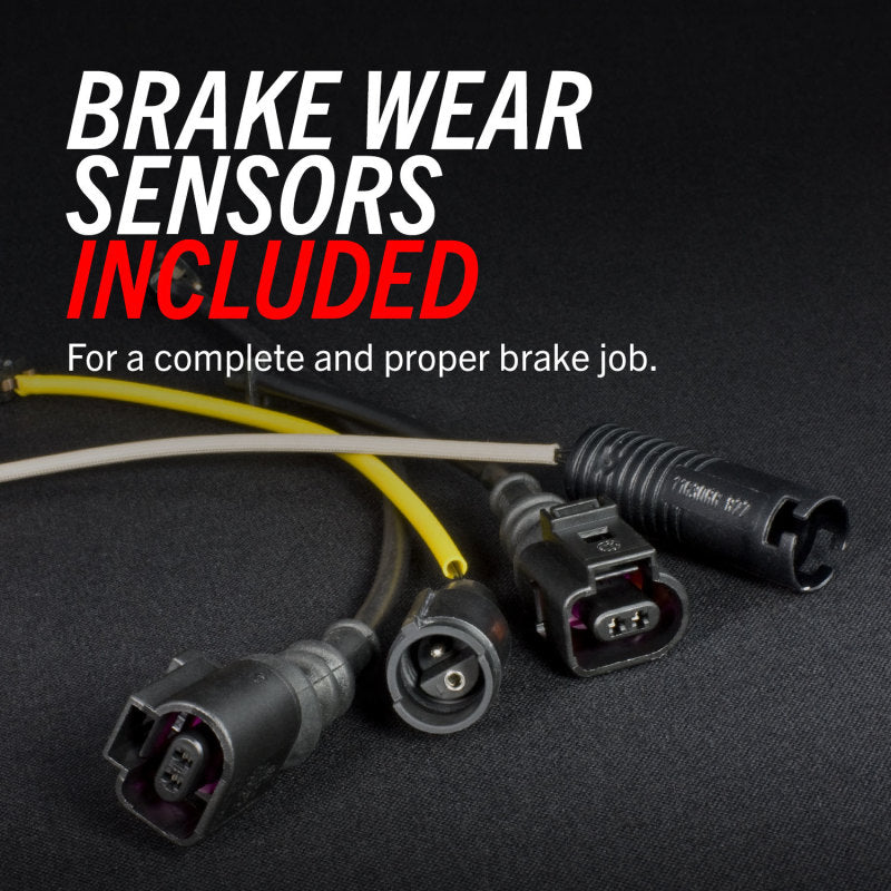 PowerStop OE front Euro-Stop brake kit for Mercedes-Benz ML55 AMG, including brake calipers and rotors, in a close-up view.