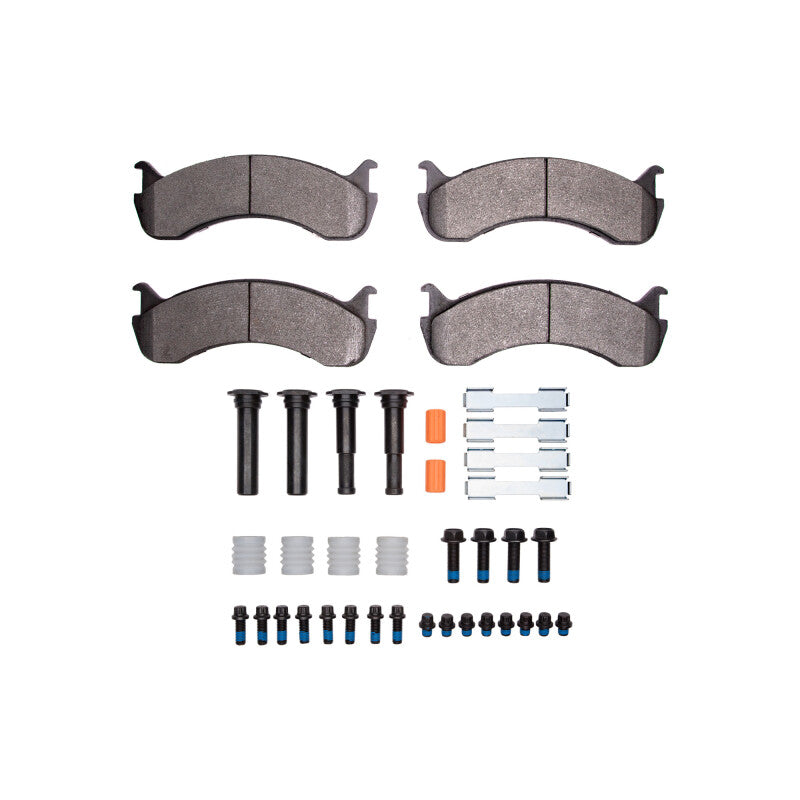 R1 Concepts R1 98-25 Beaver Motorcoach ceramic brake pads and hardware kit for front and rear OE replacement, shown with hardware.