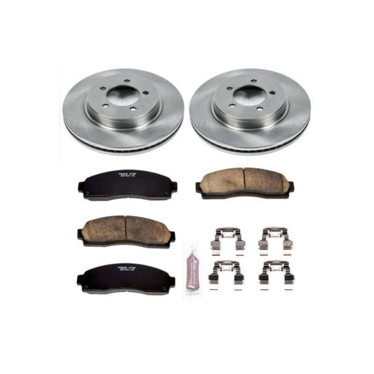 PowerStop OE brake kit for front of 2002-2005 Ford Explorer, includes brake rotors and pads for reliable stopping power.