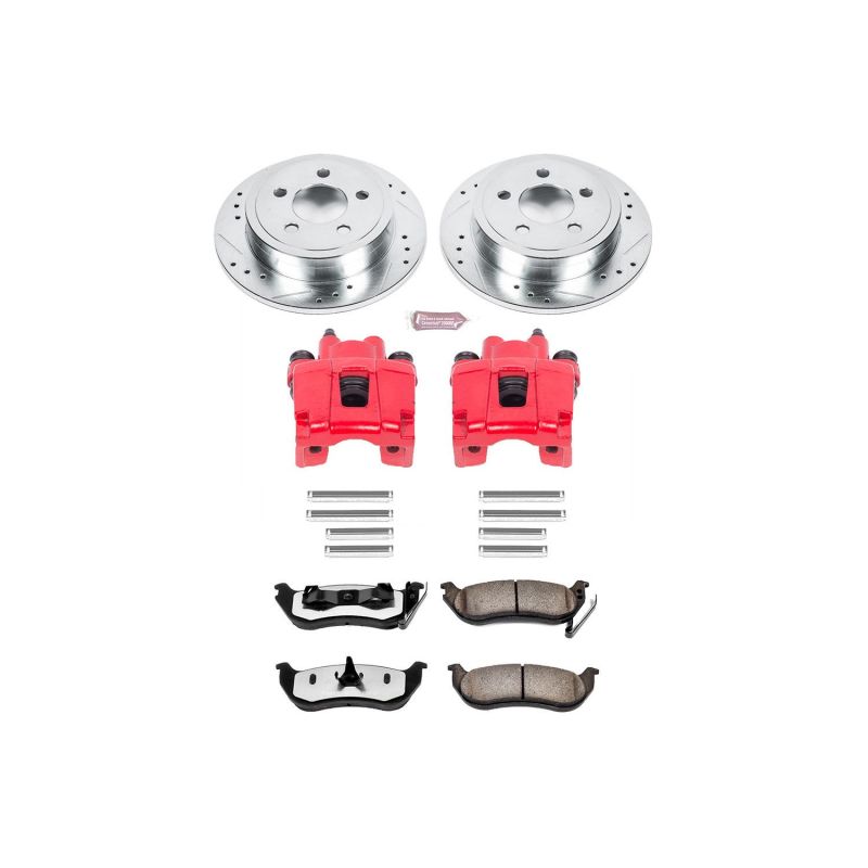 PowerStop rear Z36 truck and tow brake kit with calipers for Jeep Liberty 2003-2007, performance brake system with rotors and calipers.