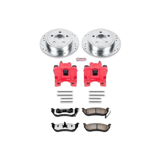PowerStop rear Z36 truck and tow brake kit with calipers for Jeep Liberty 2003-2007, performance brake system with rotors and calipers.