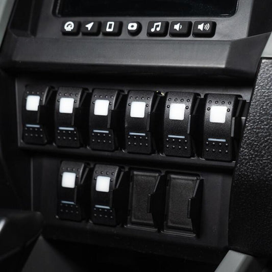 SPOD 2022+ Polaris RZR Pro R BantamX switch panel kit in red featuring multiple switch slots and mounting hardware.