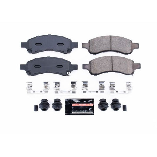 PowerStop Z23 Evolution Sport front brake pads with hardware for Buick Enclave (2008-2017), high-performance brake replacement.