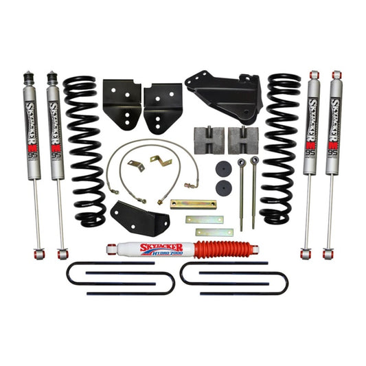 Skyjacker 6-inch lift kit installed on a 2005-2007 Ford F-350 4WD diesel truck, showcasing the lifted suspension and tires.
