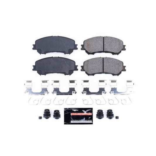 PowerStop Z23 Evolution Sport front brake pads with hardware for Nissan Rogue 2014-2019, high-performance brake replacement.