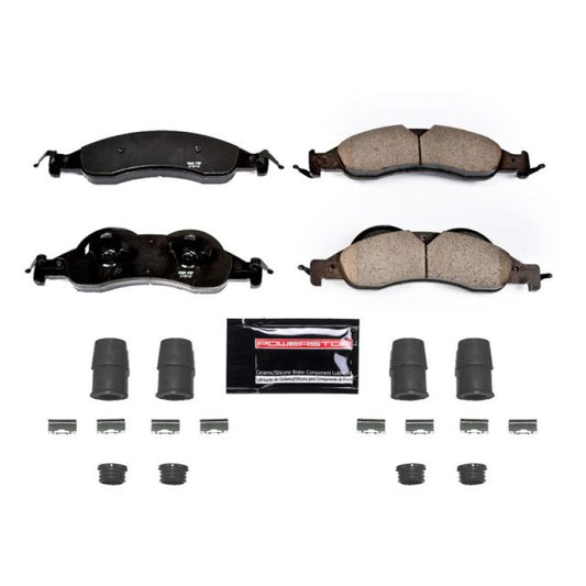PowerStop Z23 Evolution Sport front brake pads with hardware for Ford Expedition 2007-2009, high-performance brake replacement