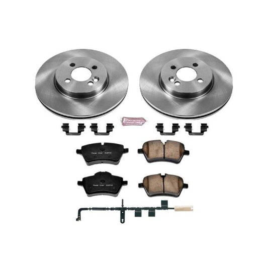 PowerStop OE brake kit for Mini Cooper 2007-2010, front autospecialty brake components with disc and caliper visible in the image.