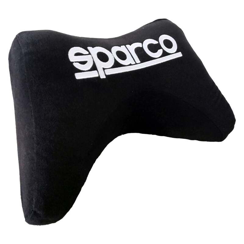 Black Sparco ergonomic seat cushion with supportive design, ideal for improved comfort and posture.