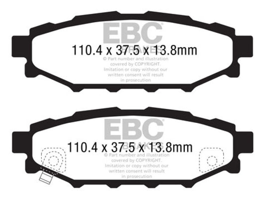 EBC Redstuff rear brake pads for Subaru BRZ 2.0, performance solid rear rotors, high-friction brake component