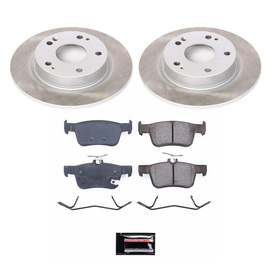 PowerStop rear semi-coated brake rotor kit for 2016-2021 Honda Civic, showing the performance brake rotor with semi-coated surface.