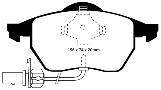 EBC Redstuff front brake pads for Audi A4 1.8 Turbo B5, performance brake pads with red friction material, shown in image.